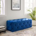 thumbnail image 5 of Tufted Accent Chair Bench, Velvet, Blue Navy, Modern Contemporary Urban Design, Living Lounge Room Hotel Lobby Hospitality, 5 of 9