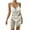 White, variant on Tqyyweavej 2 Piece Bathing Suit Sparkly Coverup Sets for Women Halter Sleeveless Crop Tops Solid Color Drawstring