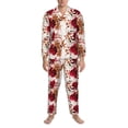 thumbnail image 3 of Salouo Lilies Flowers Print Button-Front Long Sleeve Pajama Set for Men, Soft 2Pjs Men's Long Sleeve Sleepwear-XX-Large, 3 of 7