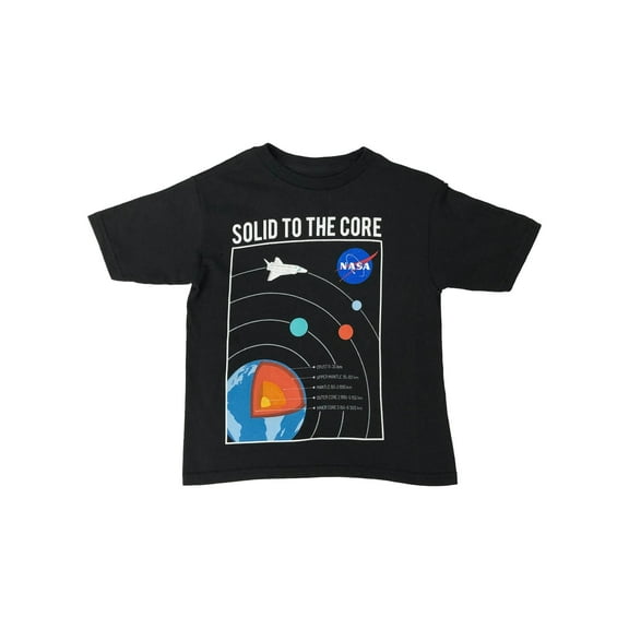 Nasa Boys Black Short Sleeve Solid to the Core Space T-Shirt Tee Shirt 5/6