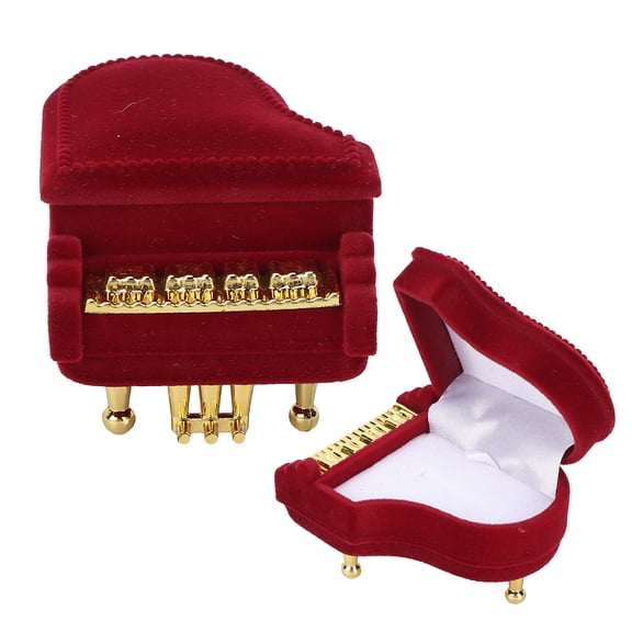 Jewelry Box, Ring Box, Red Portable Flocking Cute Piano Shaped Travel Storage Case for Women to Keep And Organize Your Favorite Jewelry Wherever You Go