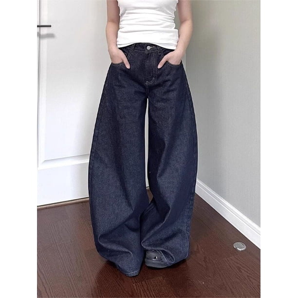 Pantalones vaqueros negros de pierna ancha vibe para mujer, Pantalones rectos sueltos lavados, hombres y mujeres, otoño e invierno, nuevo