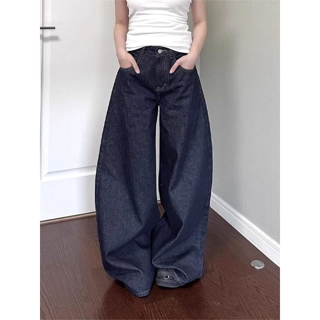 Pantalones vaqueros negros de pierna ancha vibe para mujer, Pantalones rectos sueltos lavados, hombres y mujeres, otoño e invierno, nuevo