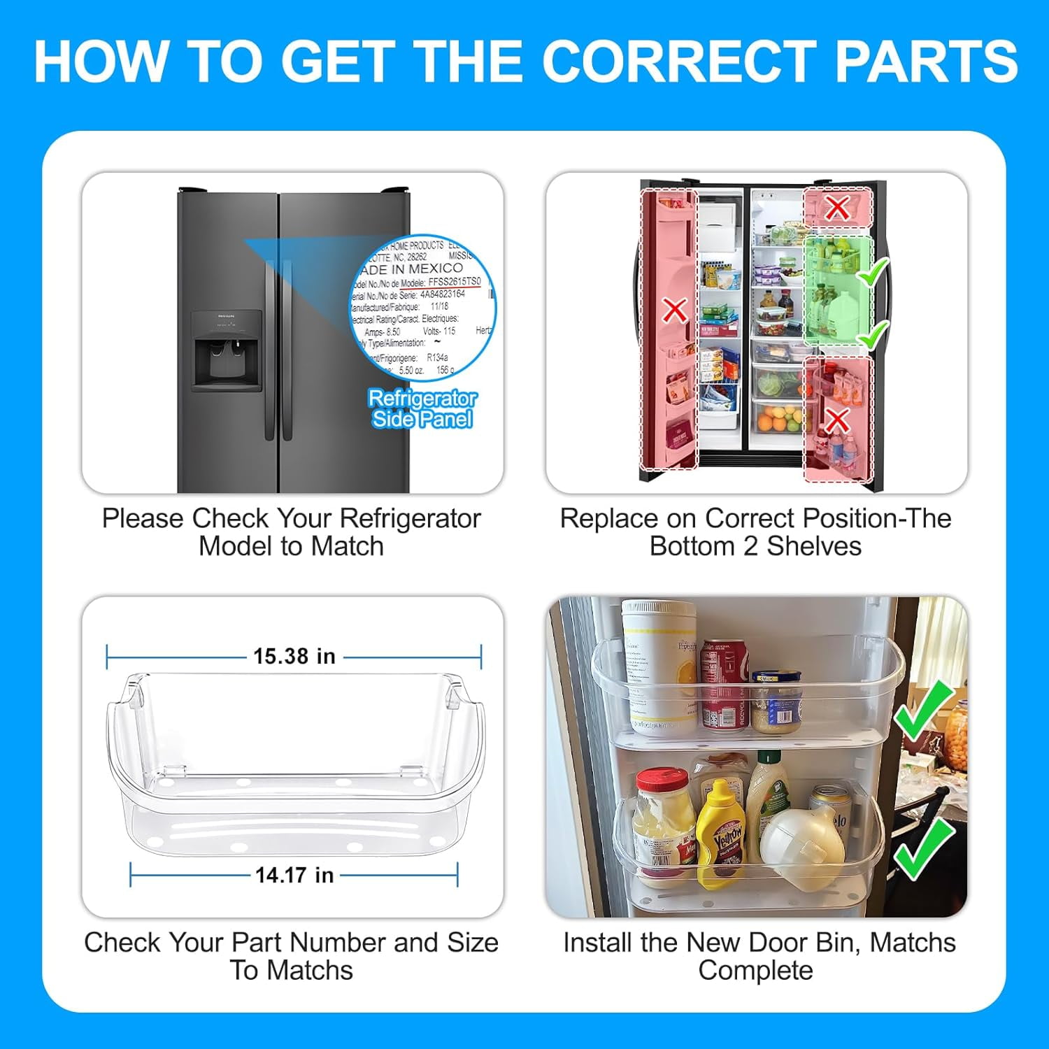 1PC UPGRADED 240356402 Refrigerator Door Bin – Compatible with Frigidaire Refrigerator Door Shelf Replacement for FFSS2615TS0, LFSS2612TF0, FGHS2631PF4A, LFSS2612TE0, FFSS2615TS5