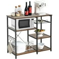 thumbnail image 1 of FDW Kitchen Bakers Rack, Storage Shelf Microwave Stand Coffee Bar Table Metal Frames, 8 S-Shaped Hooks and Wire Basket, Vintage, 1 of 7