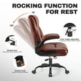 thumbnail image 6 of COOLHUT Office Chair, Executive Leather Chair Home Office Desk Chairs, Computer Chair with Adjustable Flip-up Padded Arms, Lumbar Support Swivel Desk Chair with Adjustable Hight, Vintage Brown, 6 of 12