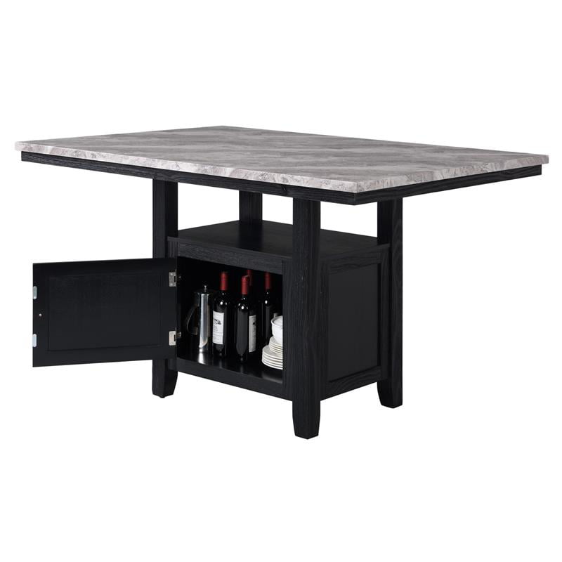 Espresso Furniture of America Vinia Counter-Height Table with with Faux Marble Top