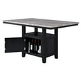thumbnail image 3 of Faux White Marble Counter Height Dining Set with Wood Storage and Gray Chairs, 3 of 6