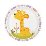 Happy Jungle Giraffe Round Paper Dessert Plates 8 Count for 8 Guests