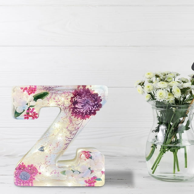 Fiudx Veilleuse Fleur Lettre Fleur Résine Décoration Maison Cadeau
