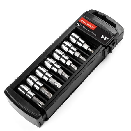 

MAXPOWER 7-Piece 3/8-inch Torx Bits Set - 6-point star T15 T20 T25 T30 T40 T45 T50