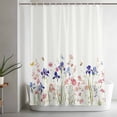 thumbnail image 5 of Spring Floral Long Shower Curtain Set, Waterproof Shower Curtains for Bathroom, Watercolor Summer Botanical Flowers Washable Fabric Cloth Bath Curtain for Bathtub Decoration with Hooks 72x84 Inches, 5 of 9