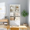 thumbnail image 3 of TROPOW 63 Inches Tall Storage Cabinet,5-Tier Bookcase,Wooden Bookshelf Storage Organizer,Freestanding Display Storage Cabinet,Bookcase and Bookshelf for Home Office, Living Room,Bedroom,White, 3 of 6