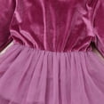 thumbnail image 6 of FYMNSI Velvet Christmas Dress for Girls Toddler Fall Winter Layered Tiered Tulle Dresses Vintage Party Midi Gown 7-8 Years Light Purple, 6 of 7