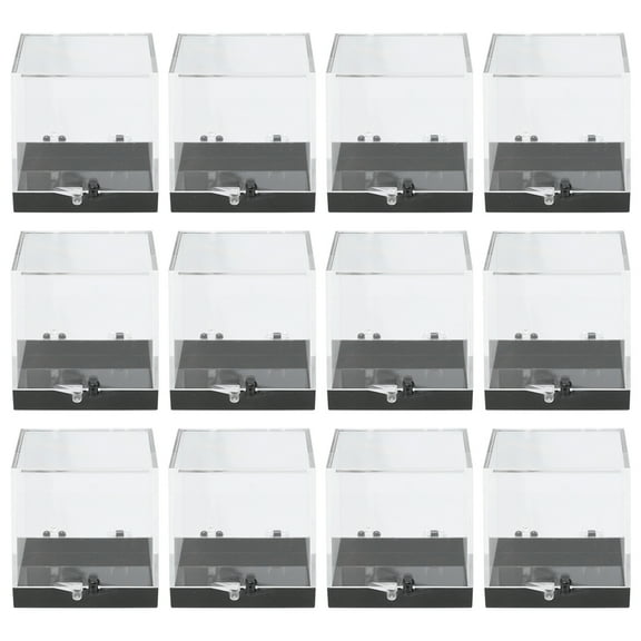 12pcs Plastic Mineral Specimen Storage Cases Square Sample Displaying Boxes