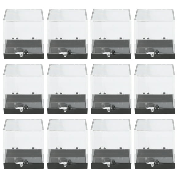 12pcs Plastic Mineral Specimen Storage Cases Square Sample Displaying Boxes