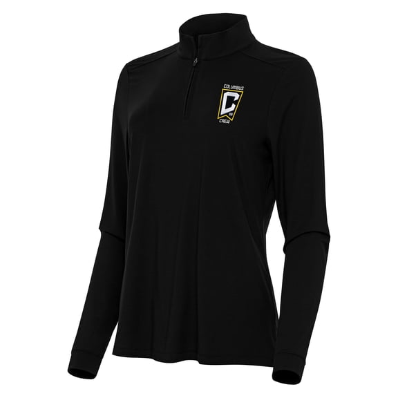 Women's Antigua Black Columbus Crew Logo Intent Quarter-Zip Top