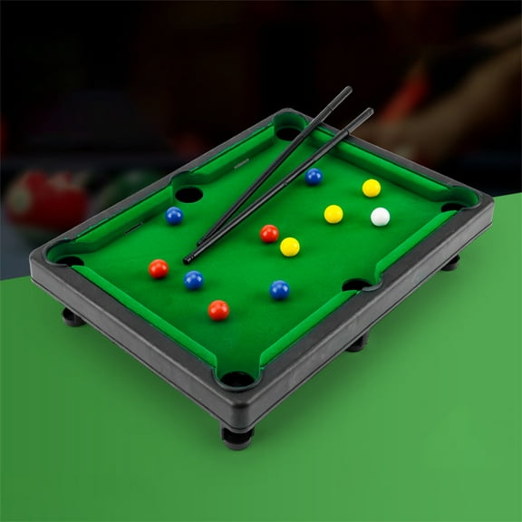 CQCYD Toys under $5 Mini Pool Table Set Portable Small Tabletop Billiards Game with 2 Sticks, 11 Balls and Triangle for Travel Party