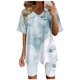 thumbnail image 3 of Blusas para Mujeres Casual V-Cuello Impresión de Manga Corta Blusa Y Pantalones Cortos Conjunto, Traje Casual para la Primavera, 3 of 4