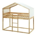 thumbnail image 3 of DEALTOPS Twin Over Twin Bunk Bed Wood Frame with Beige Cotton Tent,House-Shaped - Yellow, 3 of 8