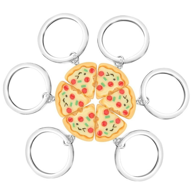 Simulated Food Keychain Cute Food Keyrings For Pizza Lovers Home Office Use 6Pcs