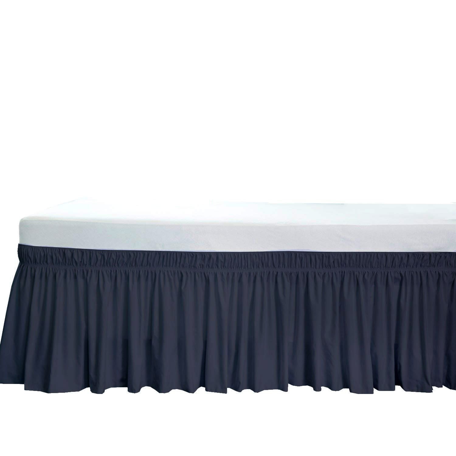 Details about   Wrap Around Bed Skirt Easy Fit Elastic 3 Fabric Sides Cotton Navy Blue Solid 
