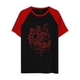 thumbnail image 3 of Gibobby Playera Manga Corta para Mujer Camiseta manga corta con cuello redondo y manga raglán para mujer con cuello redondo y manga raglán suelta para muj(Rojo,CH), 3 of 4