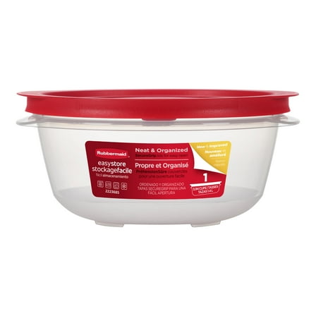 Rubbermaid 5.94-Cup EasyStore Round Container, Food Storage Container, Food Storage Container with Lids, Best Used for Leftover Storage and Reheating