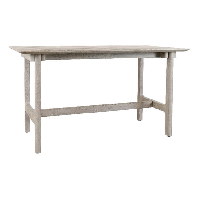 Pemberly Row Table de Comptoir d'Extérieur Transitionnel en Bois de Teck, Gris Mat