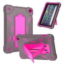 Epicgadget Amazon All-new Fire 7 / Fire 7 Kids Case (12th Generation, 2022) with Screen Protector - Heavy Duty Shockproof Kickstand Cover For Fire 7 Tablet 7" display (2022 release) (Gray/Pink)