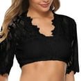 thumbnail image 4 of Elegant Lace Top for Women Short Sleeve Crop Tops Shirts Perfect for Festive Occasions and Parties  White XL, 4 of 5