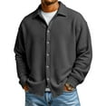 thumbnail image 2 of Hearthz Mens Waffle Shirts Long Sleeve Button Collared Men's Fashion Hoodies & Sweatshirts Big and Tall Warm Knitted Men's Sweaters Pullover, 2 of 7
