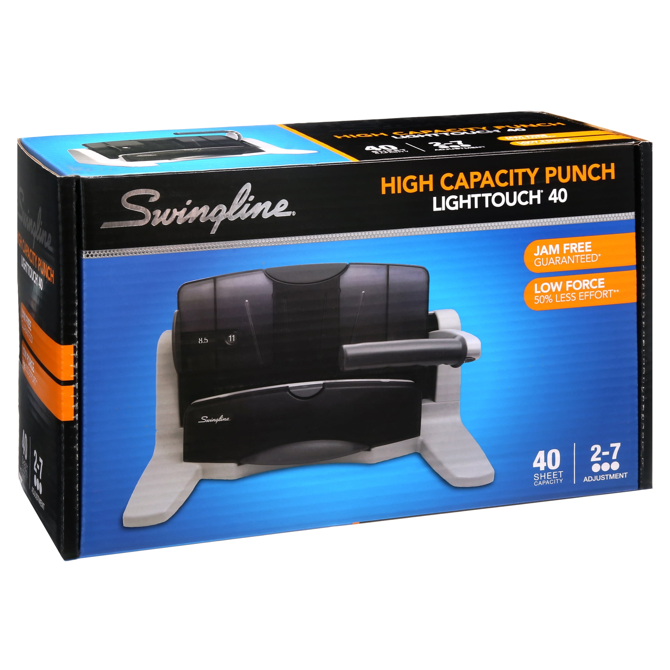 Swingline 20-Sheet LightTouch Desktop 2-to-7-Hole Punch 9/32 Holes  Silver/Black A7074030E 