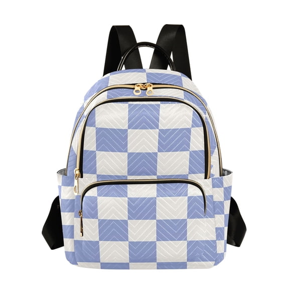 ALAZA Blue Checkered Grid Pattern Womens Travel Laptop Backpack Large Daypack Ladies Shoulder Bags S