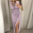 thumbnail image 2 of Icvfdpl Women's Formal Dresses Off Shoulder High Slit Long Sleeve Wedding Guest Dress, 2 of 5