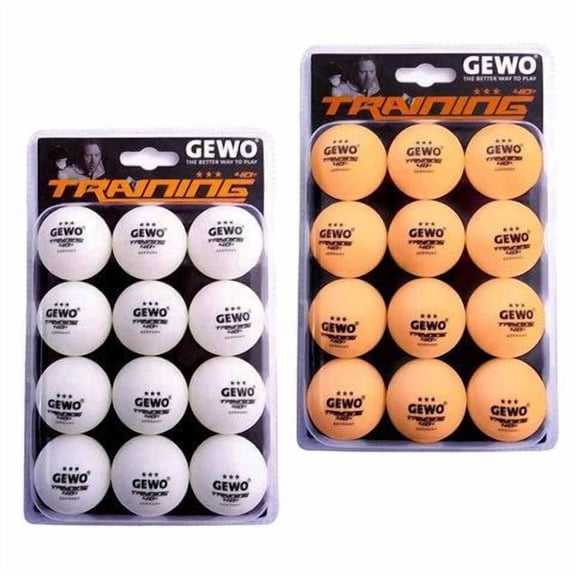 GEWO 40 3-Star Table Tennis Balls, 12 Pack, ABS Plastic Training Balls for Indoor Practice and Recreational Play