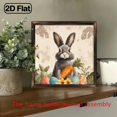 thumbnail image 5 of 2D Flat - 1pc Classic Easter Bunny Holding Carrot WoodFramed Sign, 2D Flat, Vintage Style, 8x8inch, for Easter Celebration, Springtime, Wall Decoration, Multipurpose Use, 2D Flat, 5 of 9