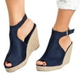 thumbnail image 3 of VerPetridure Women's Sandals Summer Casual Solid Wedges Casual Buckle Strap Roman Shoes Sandals, 3 of 7