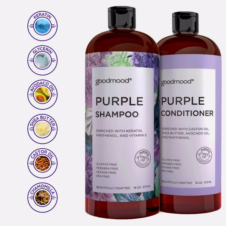 GoodMood Purple Shampoo and Conditioner Set For Blonde, Gray, Platinum Hair  & Color Treated Hair, Paraben Free, 2x16oz - Walmart.com