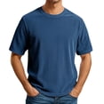 thumbnail image 1 of T-Shirt pour Hommes à Manches Courtes, Col Rond, Chandails de Base Bleus, T-Shirt d'Été pour Hommes, 1 of 4