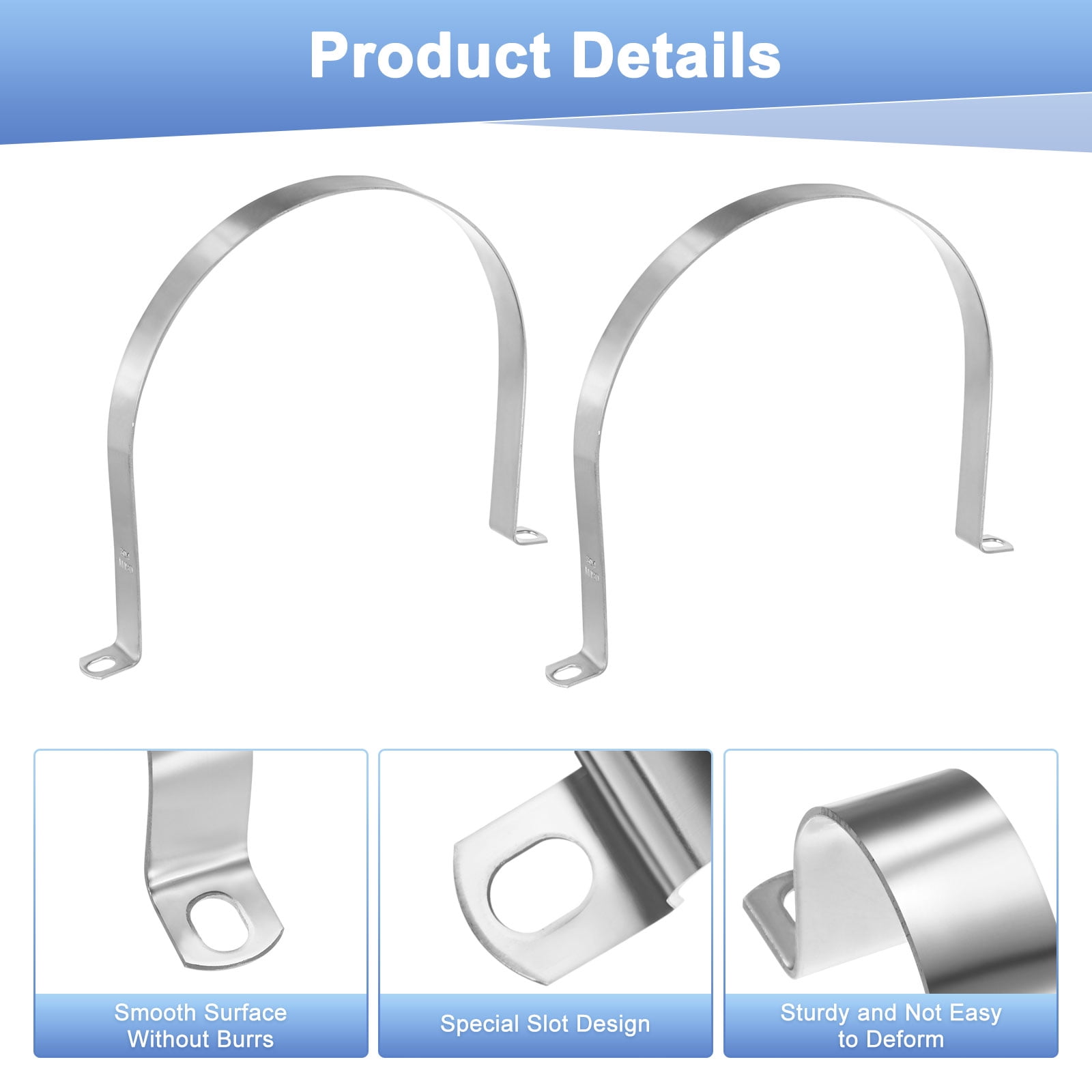 Uxcell 5-Pack Conduit Clamps, 7-1/2" 304 Stainless Steel Rigid Pipe Strap M190 U Bracket Pipe Clamps for Plumbing