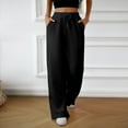 thumbnail image 2 of FRSASU Women Wide Leg Pants Drawstring Elastic High Waisted Casual Trousers with Pockets Lounge Comfy Black, 2 of 4