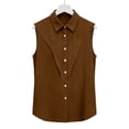 thumbnail image 5 of Lapel Button Down Tank Tops for Women Rolled Sleeveless Solid T-Shirts Perfect Outfits for Business Dressy Blouses and Outgoing, 5 of 5
