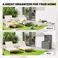 thumbnail image 3 of Coffre de Terrasse en Résine de 30 Gallons, Contenant de Rangement Extérieur Gris à Motif Grain de Bois, Coffre de Patio Résistant aux UV et aux Éclaboussures avec Couvercle Verrouillable et Poignées pour Jardin, Balcon et Cour Arrière, 22 Pouces L x 21,3 Pouces H, 3 of 7