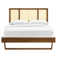 thumbnail image 4 of Kelsea Cane and Wood Queen Platform Bed With Angular Legs Walnut, 4 of 7