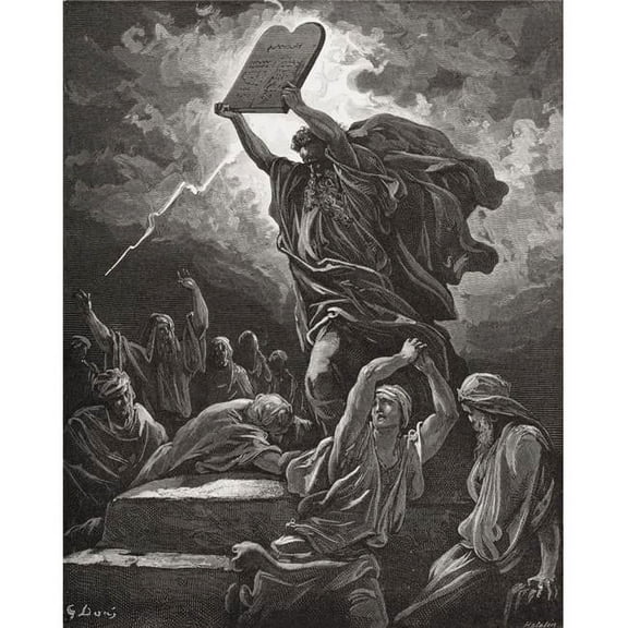Engraving From The Dore Bible Illustrating Exodus Xxxii 19 Moses Breaking The Tables of The Law by Gustave Dore 1832-188 Poster Print, 13 x 17