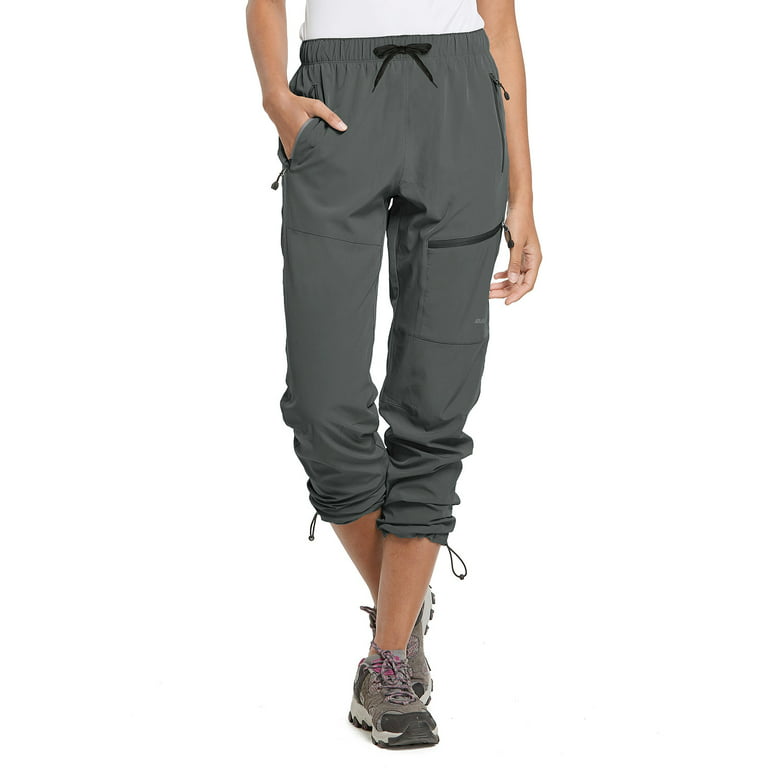 BALEAF Cargo Pants For Women Quick Dry Water Resistant With 4 Zip-Closure  Pockets Elastic Waist Steel Gray Medium 