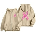 thumbnail image 6 of Women's Zip-Up Hoodie Pullover, Long Sleeve Cancer Awareness Sweatshirt with Pocket & Drawstring, Plus Size Casual Athletic Comfort Hooded Sweatshirt for Everyday Wear, 6 of 6