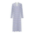thumbnail image 3 of MIUOWANP Casual Dresses for Women 2024 Women's Striped Long Sleeve Dress V Neck Collared Side Slit Casual Beach Maxi Dresses, 3 of 4