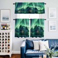 thumbnail image 2 of Turquoise Kitchen Curtains Sets for Windows 36 Inch Length, Teal Aurora Iceland Scenery Mountain Rod Pocket Window Treatments Tier Curtains and Valances Set for Bedroom/Bathroom, 2 of 8